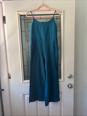 Carve Designs Teal Wide-Leg Spaghetti-Strap Jumpsuit